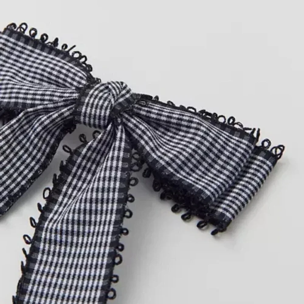 NWT Urban Outfitters Oversized Gingham Black Hair Bow Barrette